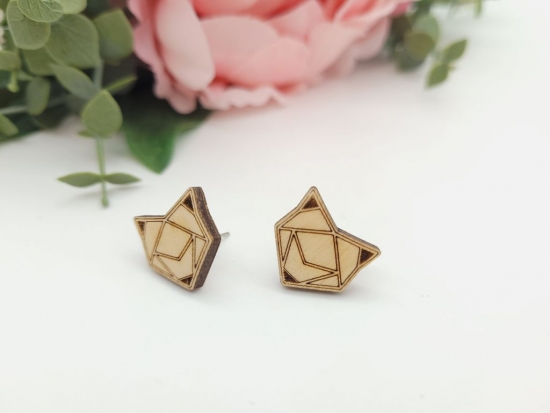 Fuchs Kopf Motiv Holz Ohrstecker